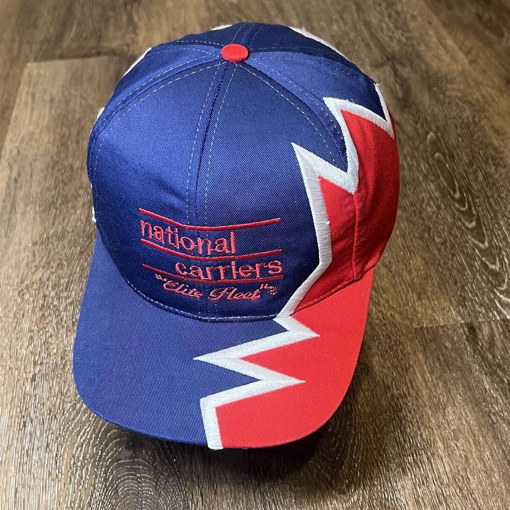 Trucker Jagged Edge Hat Red Blue Gray Strapback Baseball Cap 18 Wheeler Farm‎